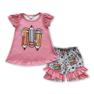 GSSO0356 toddler girl clothes back to school girl summer shorts set