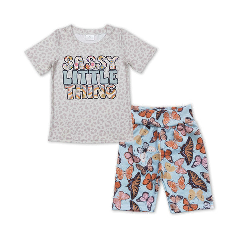 GSSO0457 baby girl clothes sassy little thing girl summer shorts set