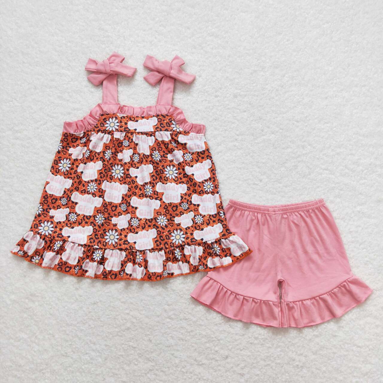 GSSO0568 RTS baby girl clothes daddy¡¯s girl leopard print girl summer outfits mother's day clothes