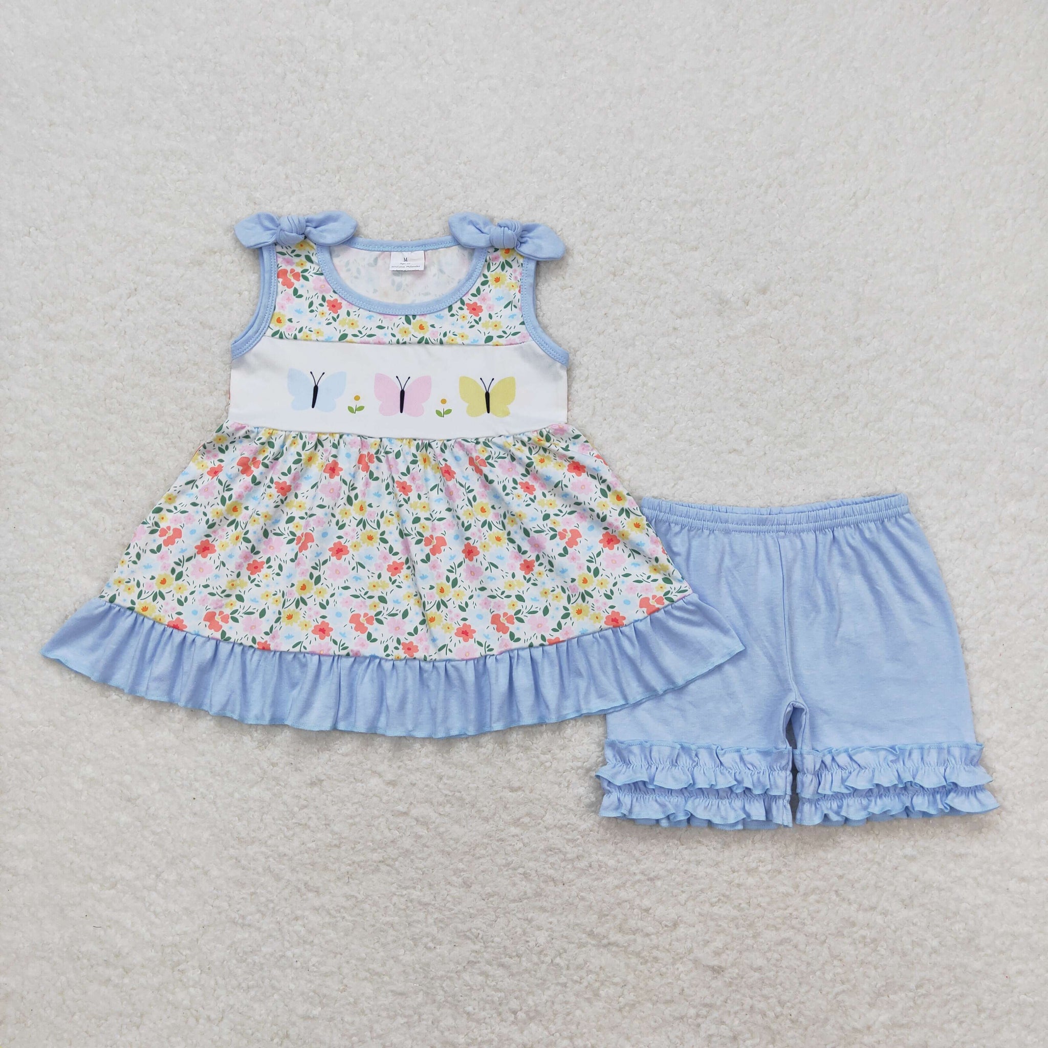 GSSO0732 RTS baby girl clothes butterfly outfit girl summer shorts set