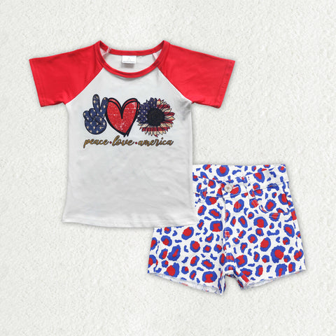 GSSO0756 baby girl clothes 4th of july clothes patriotic outfit denim shorts set