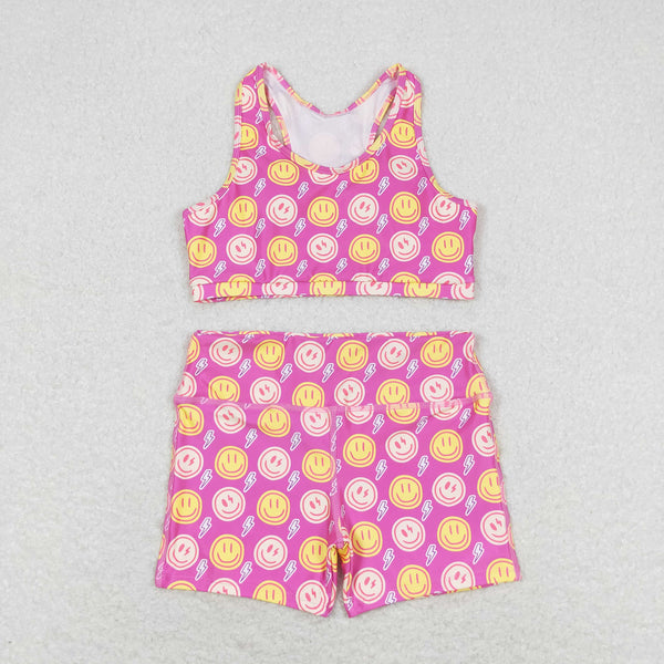 SS0217 RTS baby girl clothes smile lightning swimsuit swim wear beach wear shorts bottom
