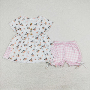 GSSO1000 RTS baby girl clothes peach toddler girl summer outfits