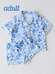GSSO1148 pre-order adult pajamas blue rose women summer pajamas set