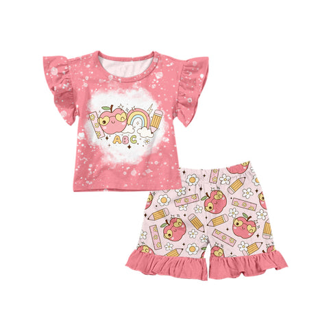 GSSO1209 2T to 14-16Tpre-order baby girl clothes back to school day toddler girl summer outfit