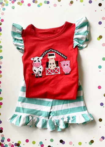 GSSO1224 pre-order baby girl clothes farm animal toddler girl summer outfit