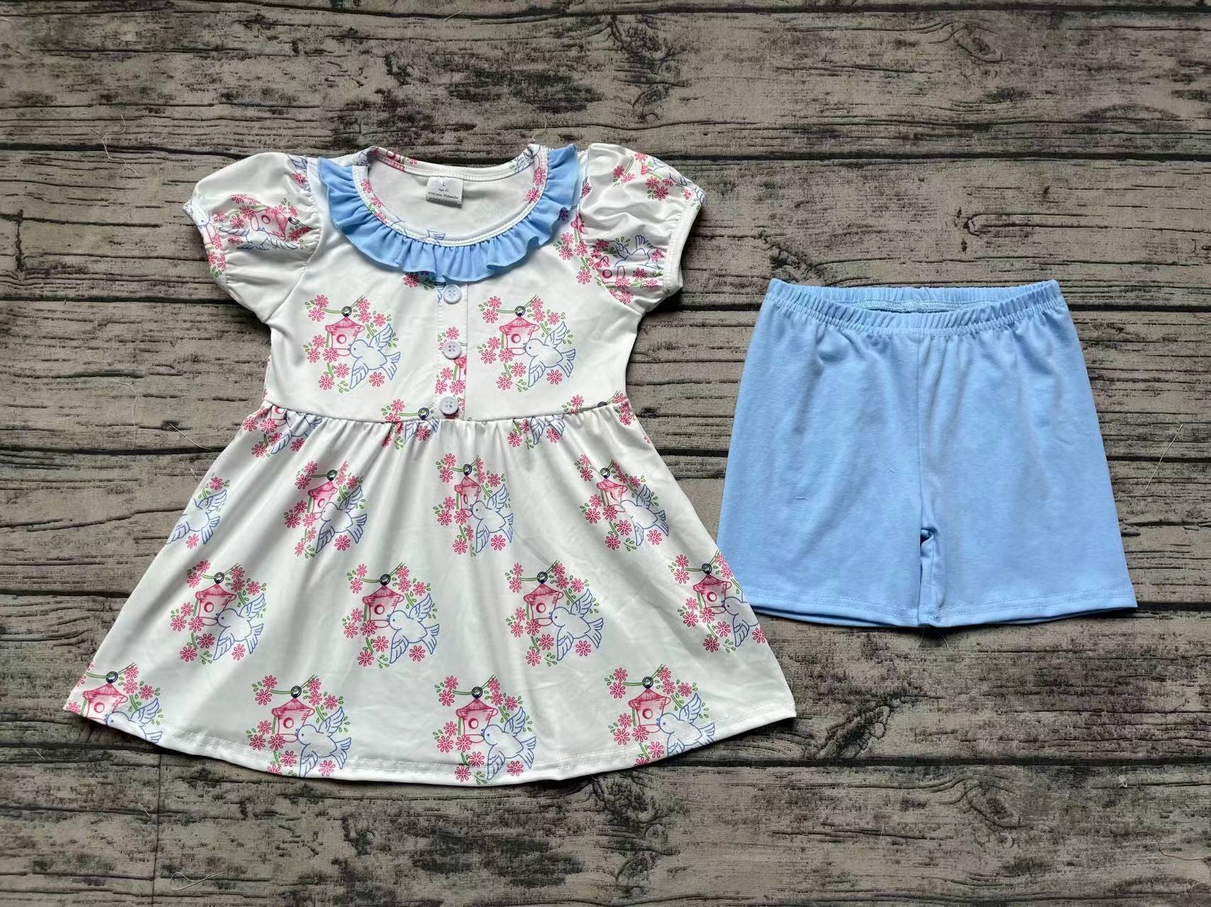 GSSO1225 pre-order baby girl clothes bird toddler girl summer outfit