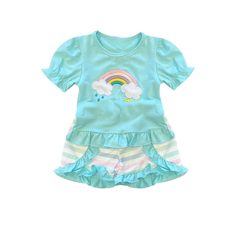 GSSO1227 pre-order baby girl clothes rainbow toddler girl summer outfit