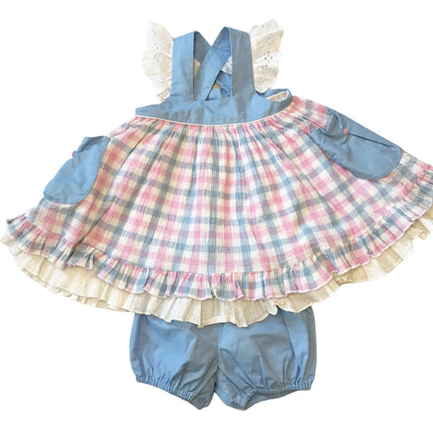 GSSO1234 pre-order baby girl clothes gingham toddler girl summer outfit
