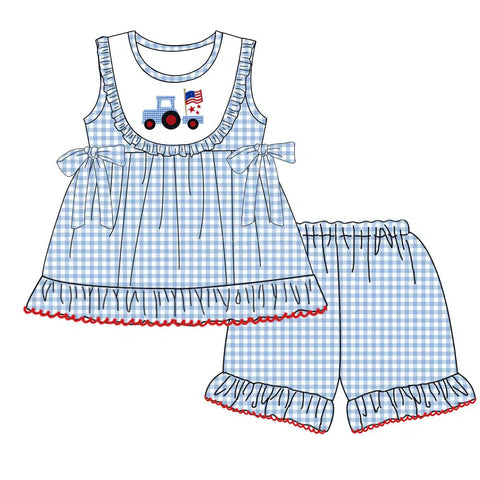 GSSO1237 pre-order baby girl clothes truck patriotic toddler girl summer outfit