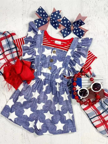 GSSO1289 pre-order baby girl clothes 4th of July patriotic girl  summer outfit