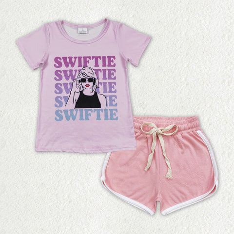 GSSO1311 baby girl clothes 1989 singer shirt+cotton shorts toddler girl summer outfit 2