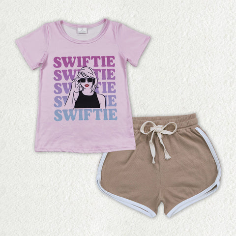 GSSO1312 baby girl clothes 1989 singer shirt+cotton shorts toddler girl summer outfit 3