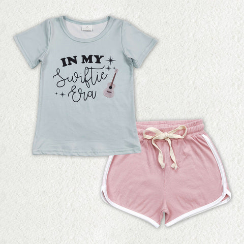 GSSO1323 baby girl clothes 1989 singer shirt+cotton shorts toddler girl summer outfit 13
