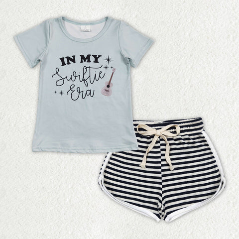 GSSO1324 baby girl clothes 1989 singer shirt+cotton shorts toddler girl summer outfit 14