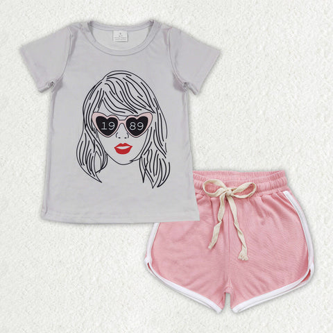 GSSO1330 baby girl clothes 1989 singer shirt+cotton shorts toddler girl summer outfit 20