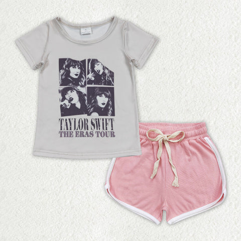 GSSO1331 baby girl clothes 1989 singer shirt+cotton shorts toddler girl summer outfit 21