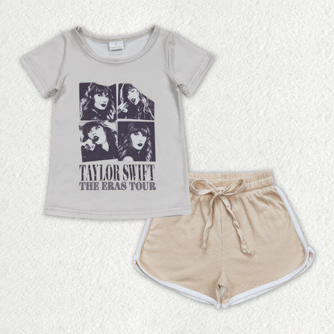 GSSO1332 baby girl clothes 1989 singer shirt+cotton shorts toddler girl summer outfit 22
