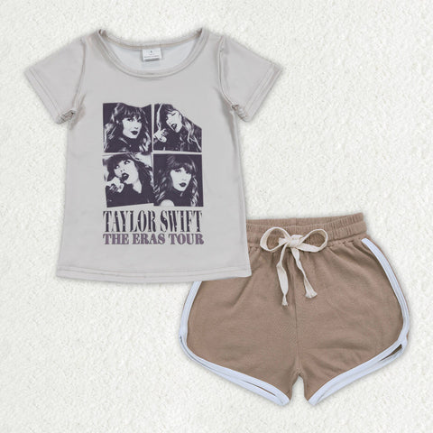 GSSO1333 baby girl clothes 1989 singer shirt+cotton shorts toddler girl summer outfit 23