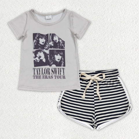 GSSO1336 baby girl clothes 1989 singer shirt+cotton shorts toddler girl summer outfit 26