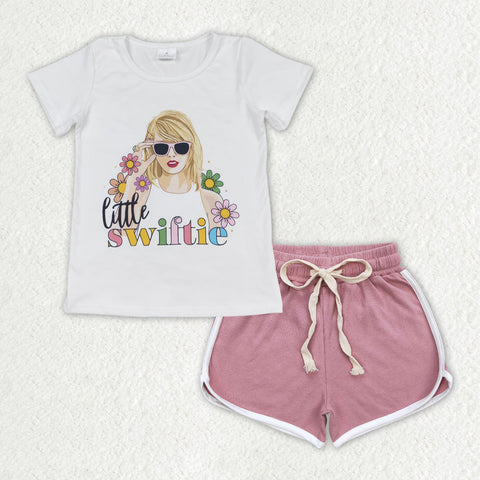 GSSO1340 baby girl clothes 1989 singer shirt+cotton shorts toddler girl summer outfit 30
