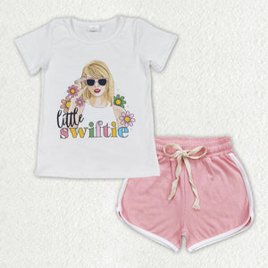 GSSO1343 baby girl clothes 1989 singer shirt+cotton shorts toddler girl summer outfit 33