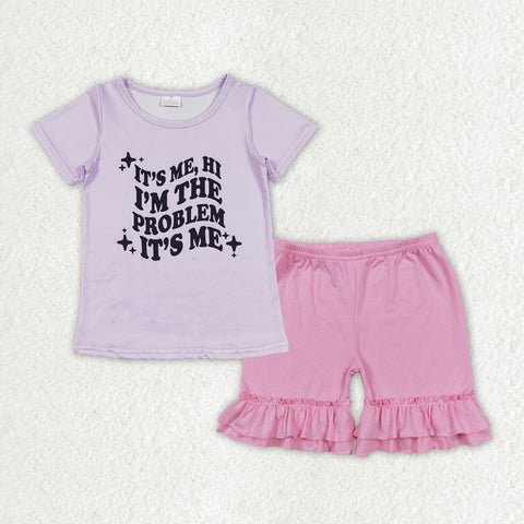 GSSO1379 baby girl clothes 1989 singer tshirt+ruffle shorts toddler girl summer outfits 4