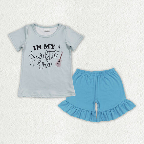 GSSO1380 baby girl clothes 1989 singer tshirt+ruffle shorts toddler girl summer outfits 5