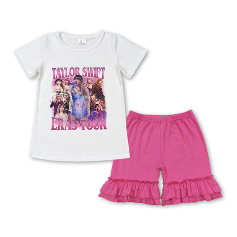 GSSO1391 baby girl clothes 1989 singer tshirt+ruffle shorts toddler girl summer outfits 16