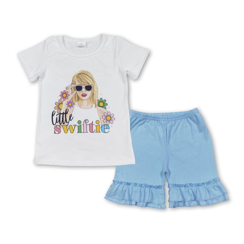 GSSO1393 baby girl clothes 1989 singer tshirt+ruffle shorts toddler girl summer outfits 18
