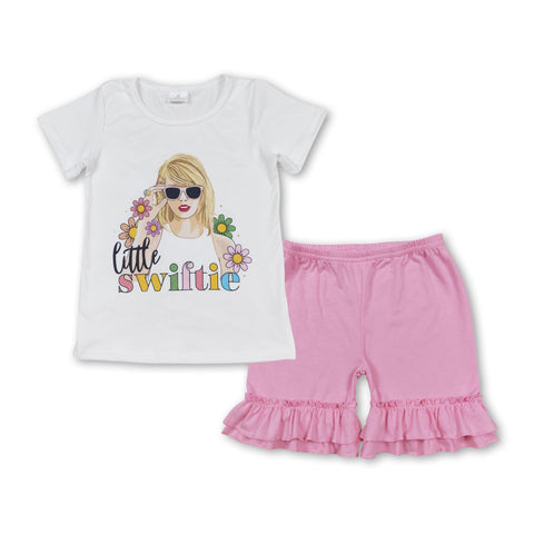 GSSO1394 baby girl clothes 1989 singer tshirt+ruffle shorts toddler girl summer outfits 19