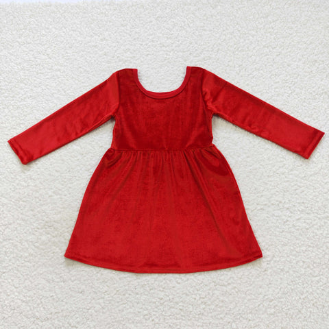 GLD0335 kids clothes girls red velvet girl christmas dress