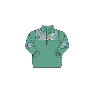 GT0316 pre-order  toddler girl clothes fishing girl winter zipper top