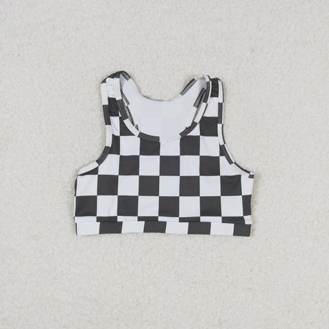 GT0522 RTS baby girl clothes white black gingham toddler girl summer outfit swim suit bathing suit beach wear