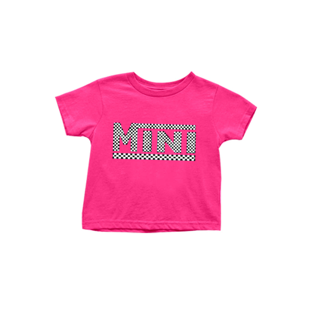 GT0573 pre-order baby girl clothes mini gingham girl summer tshirt