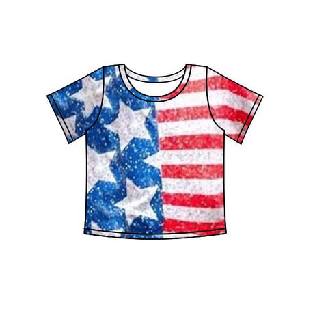 GT0584 pre-order baby girl clothes 4th of July patriotic girl summer tshirt