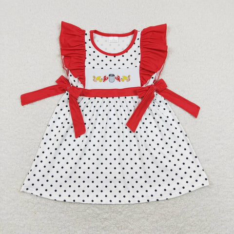 GSD0622 baby girl clothes embroidery girl crawfish summer dress crawfish clothes