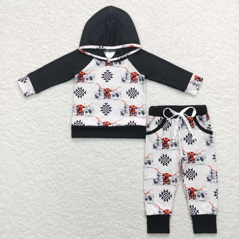 BLP0363 toddler boy clothes boy highland winter hoodies set