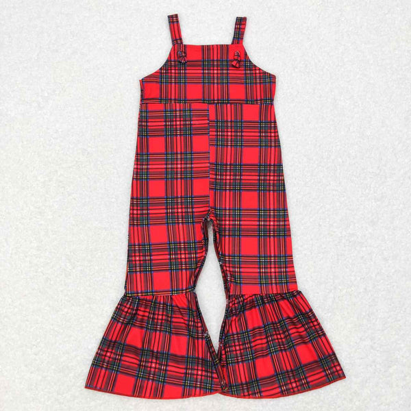 SR0479 toddler girl clothes red plaid girl christmas jumpsuit