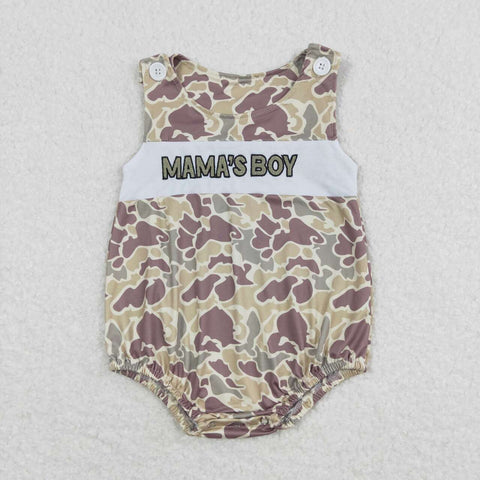 SR0995 RTS baby boy clothes embroidery mama’s boy camo boy summer romper mother's day clothes