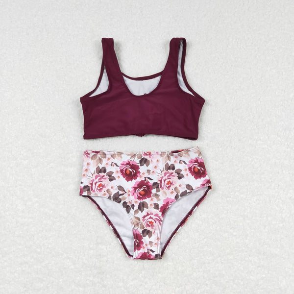 S0141 baby girl clothes girl floral swimwear toddler girl summer swimsuit