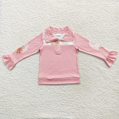 GT0218 toddler girl clothes pink cow winter zipper top