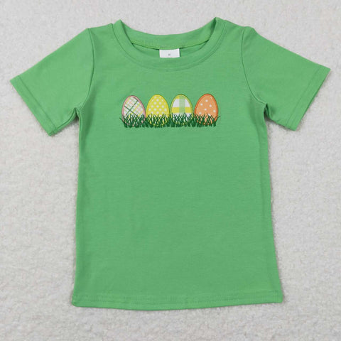 BT0427 baby boy clothes egg embroidery bunny boy easter tshirt