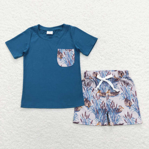 BSSO0452 baby boy clothes mallard duck boy summer outfits toddler summer clothing set
