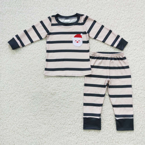 BLP0220 baby boy clothes santa claus embroidery boy christmas pajamas set