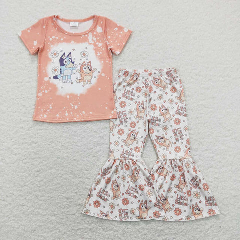 GSPO1335 baby girl clothes cartoon dog little sister girls bell bottoms outfit