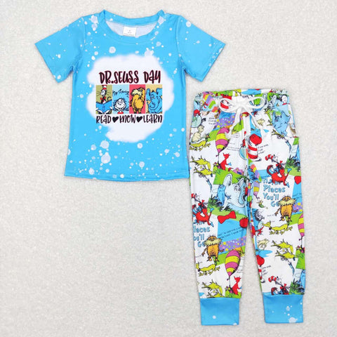 BSPO0241 toddler boy clothes blue dr.seuss boy fall spring outfit
