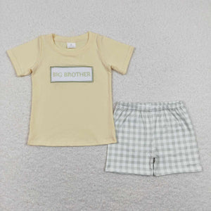 BSSO0403 baby boy clothes embroidery big brother boy summer outfits