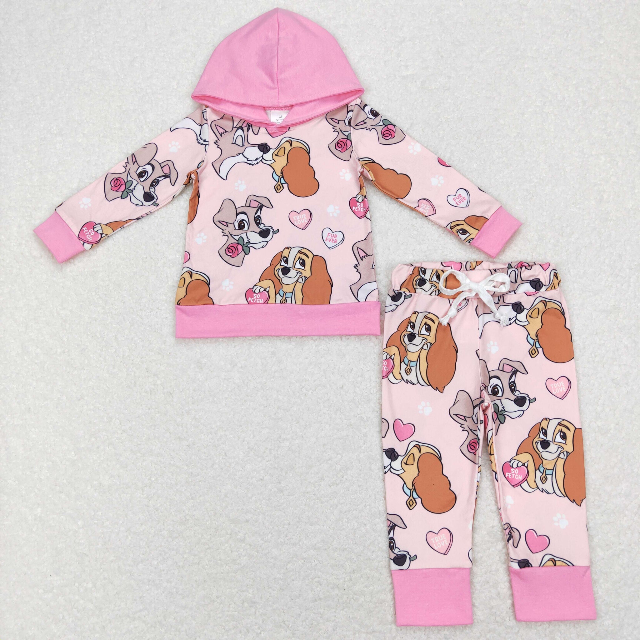 GLP1133 baby girl clothes girl cartoon dog toddler valentines day hoodie outfit