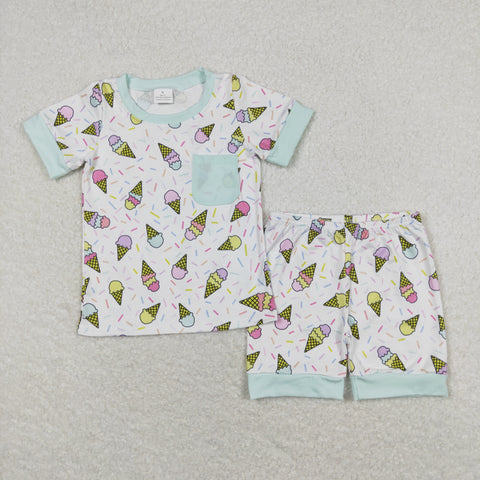 BSSO0622 RTS baby boy clothes ice cream toddler boy summer outfit